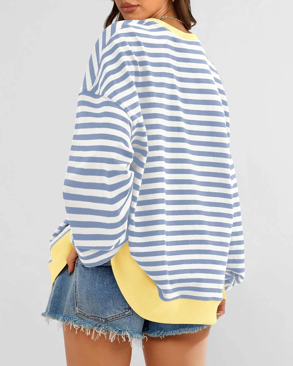 Oversized Striped Cotton Sweatshirt