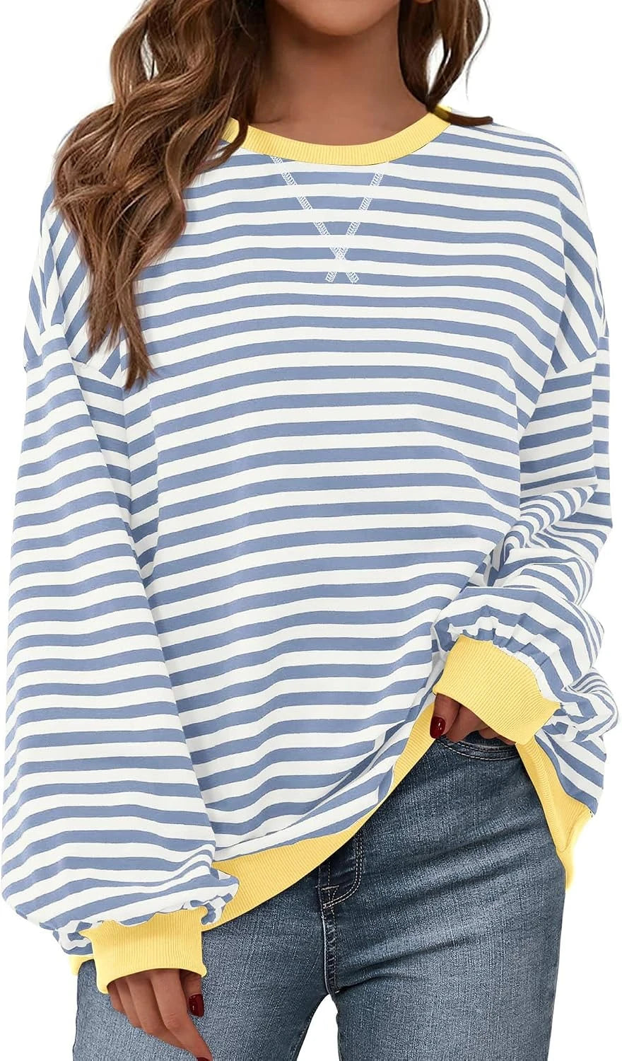 Oversized Striped Cotton Sweatshirt