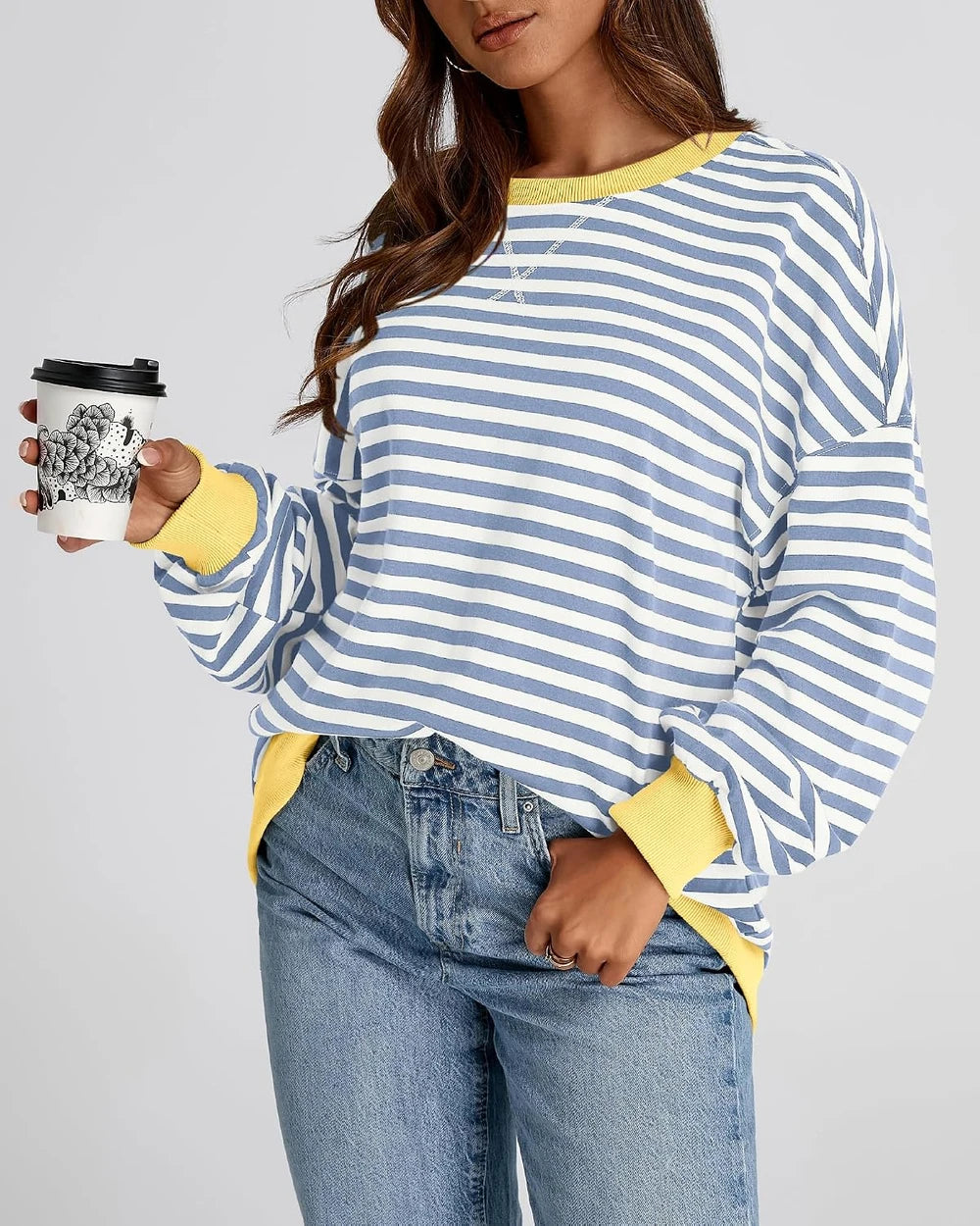 Oversized Striped Cotton Sweatshirt