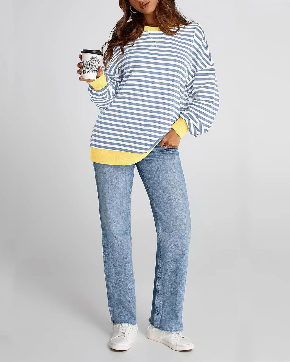 Oversized Striped Cotton Sweatshirt