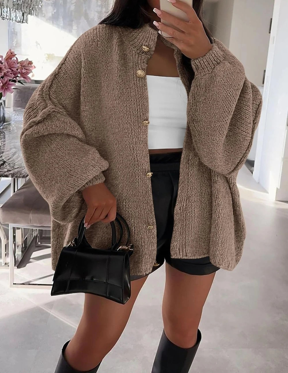Chunky Knit Cardigan Sweater