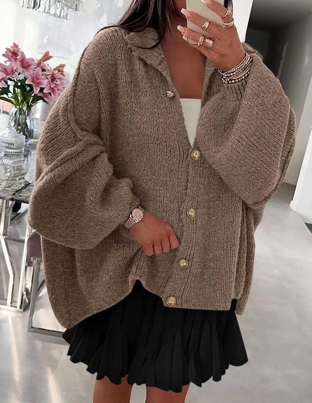 Chunky Knit Cardigan Sweater