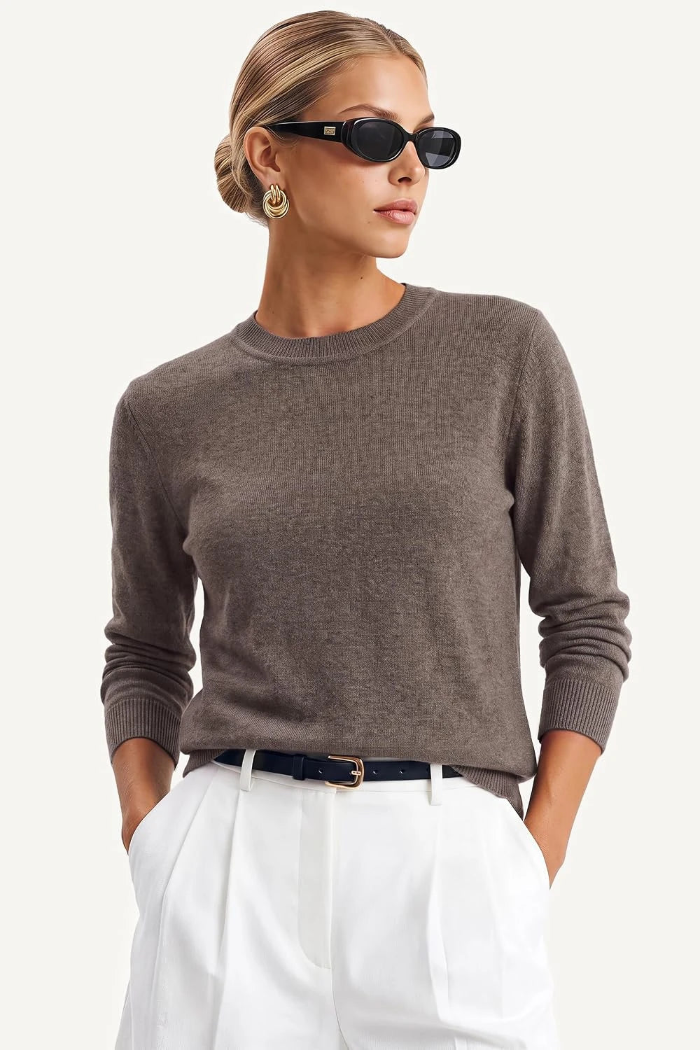 Wool Blend Crew Neck Sweater