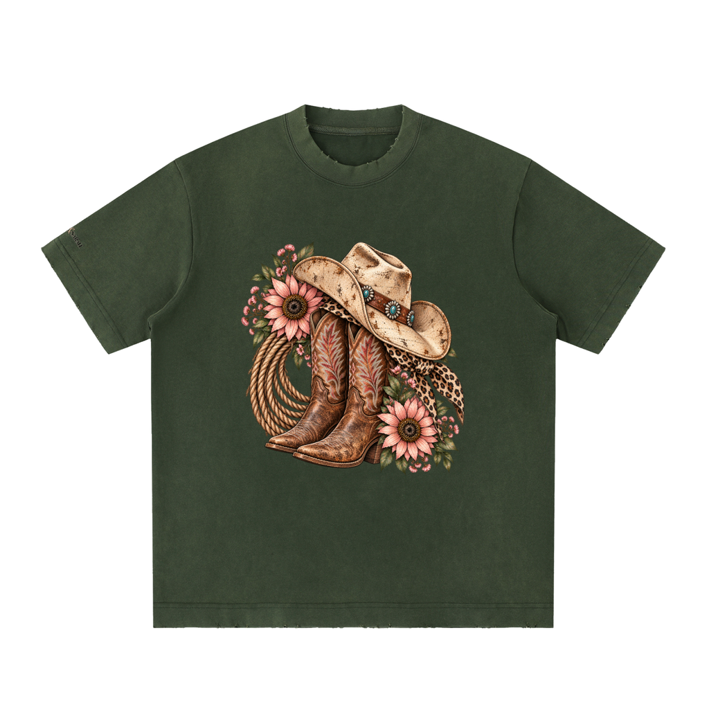 Heavyweight Vintage Washed Frayed T-Shirt